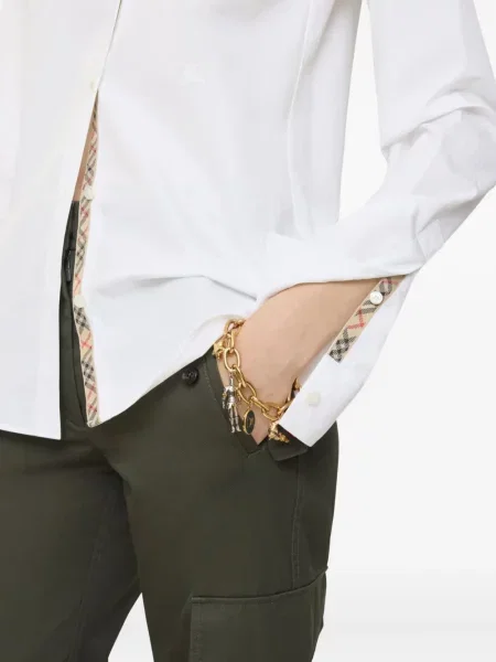 Cămașă Burberry cu broderie lungă alb