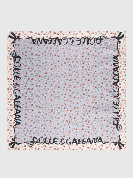 Хустка із шовку в принт у вигляді троянд Dolce&gabbana блакитна