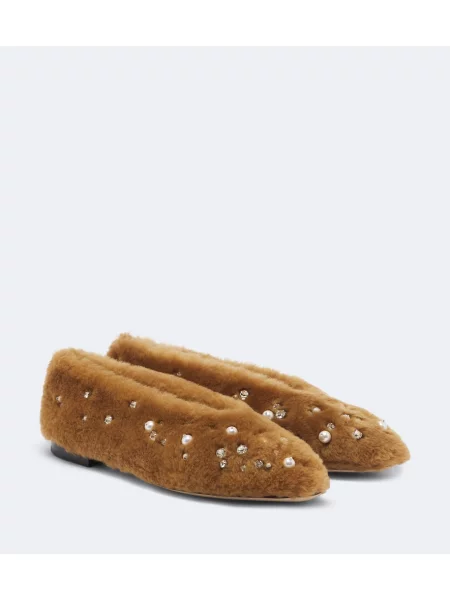 Balerini Jimmy Choo din piele de oaie maro