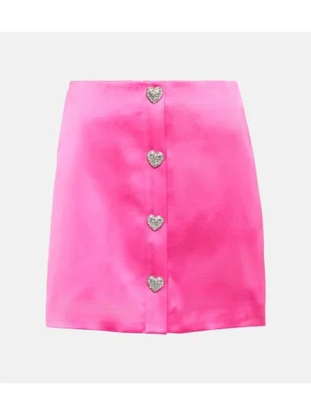 Fustă Self-portrait din satin de cristal roz
