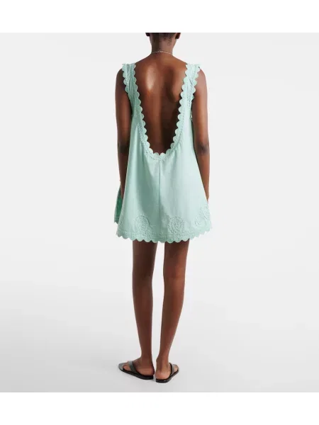 Rochie Juliet Dunn cu broderie din poplin verde