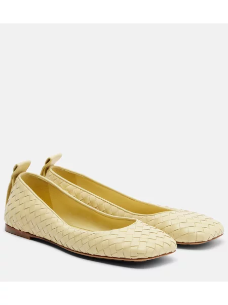 Balerini Bottega Veneta din piele galben