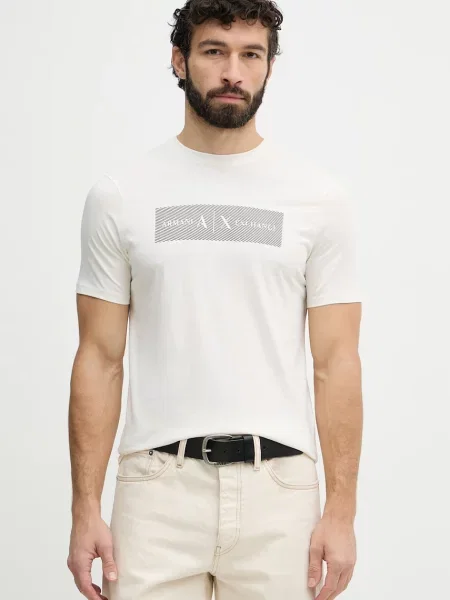 Armani Exchange tričko béžové