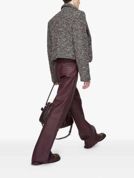 Pantaloni Acne Studios din piele roșu