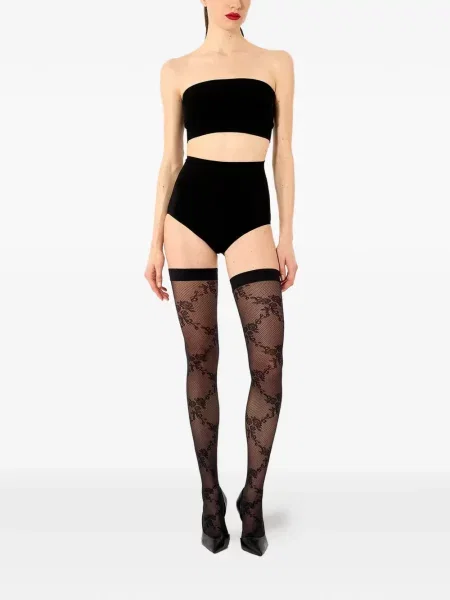 Ciorapi Wolford cu model floral din dantelă negru