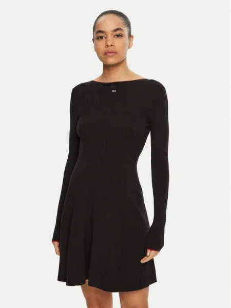 Tommy Jeans Rochie tricotată negru