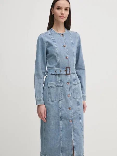 Pepe Jeans rochie din denim SCOTTIE midi drept albastru