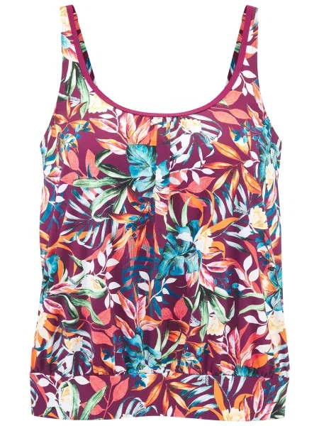 VENICE BEACH Tankini top verde smarald / roșu vin / roșu deschis alb