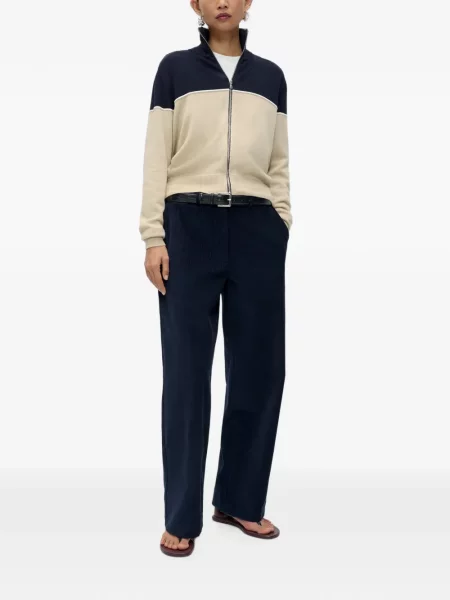 Pantaloni Cordera cu talie joasă de catifea cord albastru