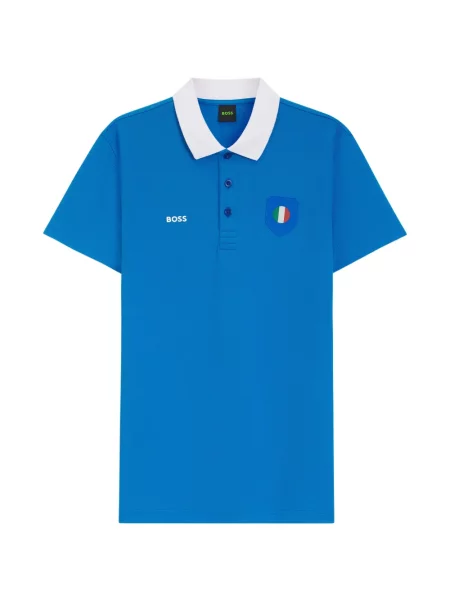 Tricou polo Boss cu autograf albastru