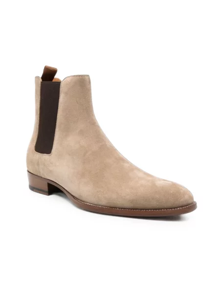 Botki Saint Laurent skórzane beżowe