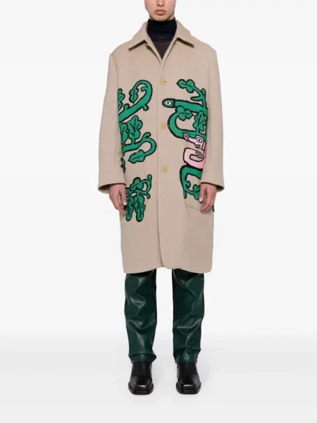 Žakardinis paltas Walter Van Beirendonck ruda
