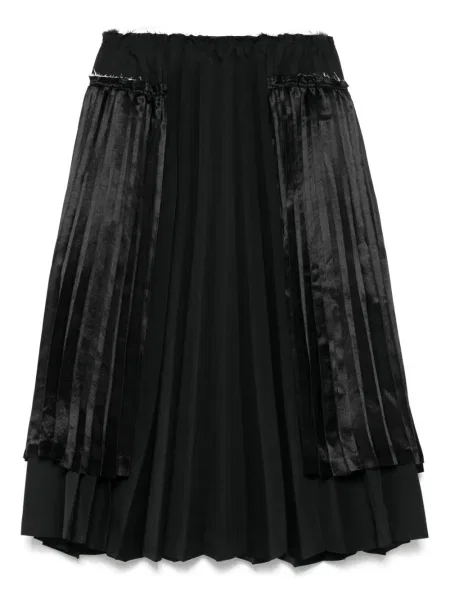 Fusta plisata Black Comme Des Garçons plisată până la genunchi negru