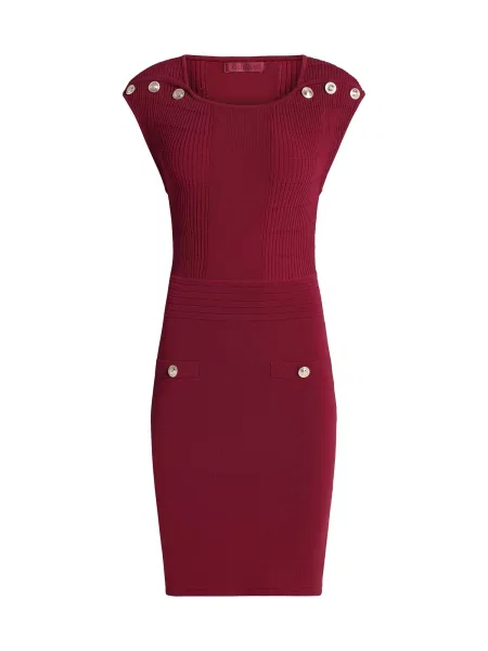 GUESS Rochie tricotat Carmen roşu închis
