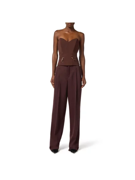 Top Elisabetta Franchi z krepy brązowy