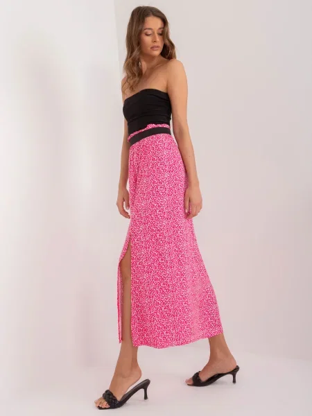Fusta maxi Fashionhunters cu imagine lungă roz