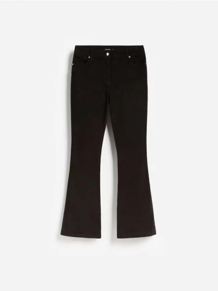 Reserved Pantaloni flare de catifea maro-închis maro