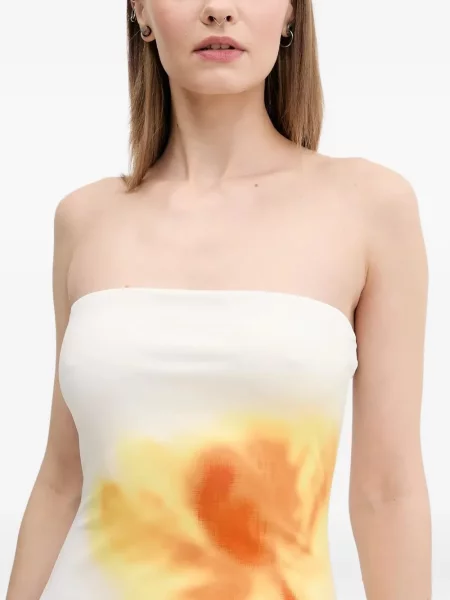 Rochie maxi Desigual cu model floral cu imagine de costum alb