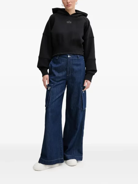 Hanorac cu glugă Alpha Industries cu imagine negru