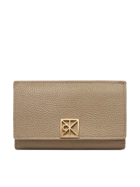 Calvin Klein Portofel Emblem Hw Pebble Snap Cardholder bej