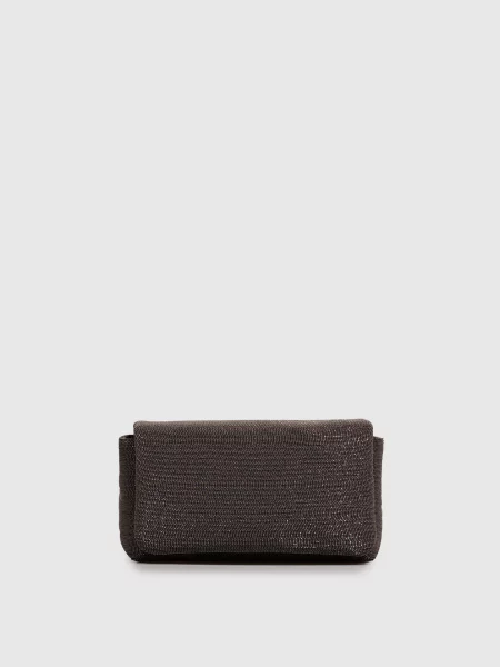 Срібляста сумка крос-боді Flap Precious з ланцюжком моніль Brunello Cucinelli