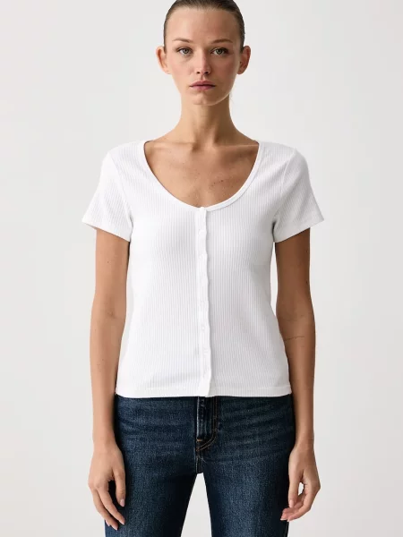 Levi's tričko s AUSTEN BUTTON THROUGH SS bílé