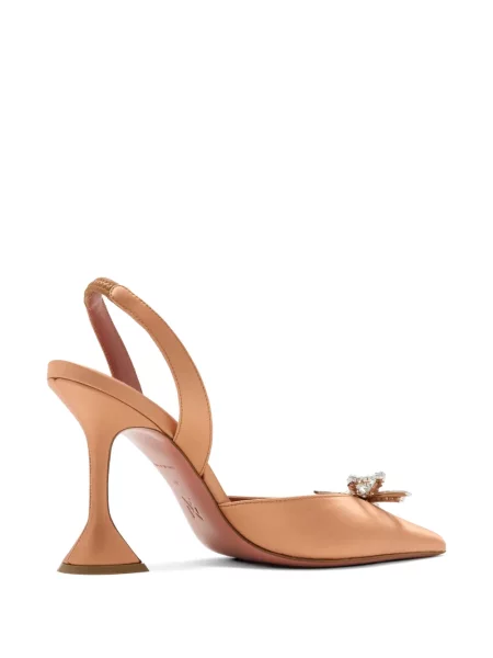 Pantofi cu toc Amina Muaddi cu funde slingback maro