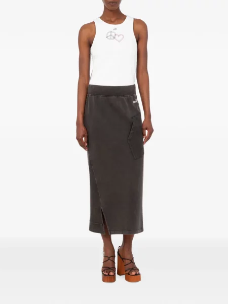 Top Love Moschino cu broderie stretch alb