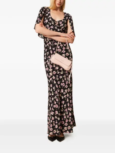 Rochie maxi Twinset cu model floral cu imagine de costum negru