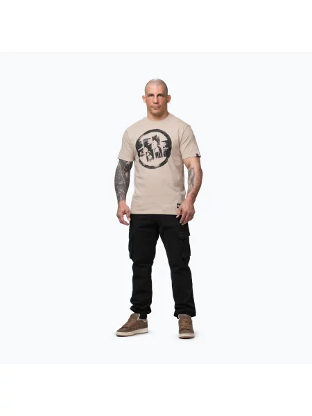 Koszulka Pitbull Logo Palms beżowa