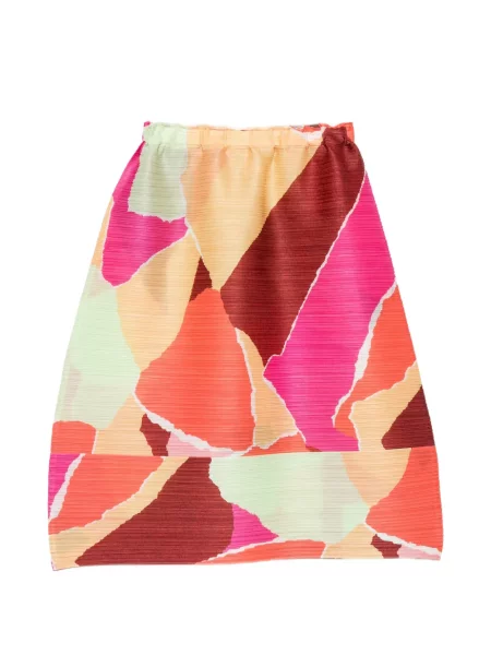 Fustă Pleats Please Issey Miyake cu imagine cu imprimeu abstract portocaliu