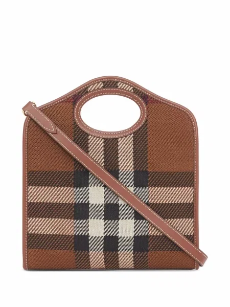 Top Burberry în carouri maro