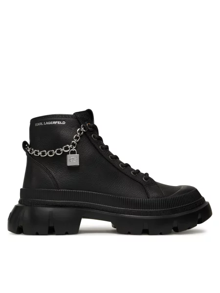Šněrovací kozačky Karl Lagerfeld černé