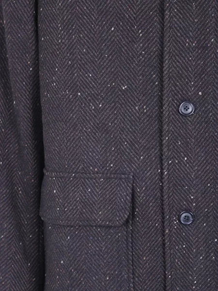 Palton Les Deux cu model herringbone maro
