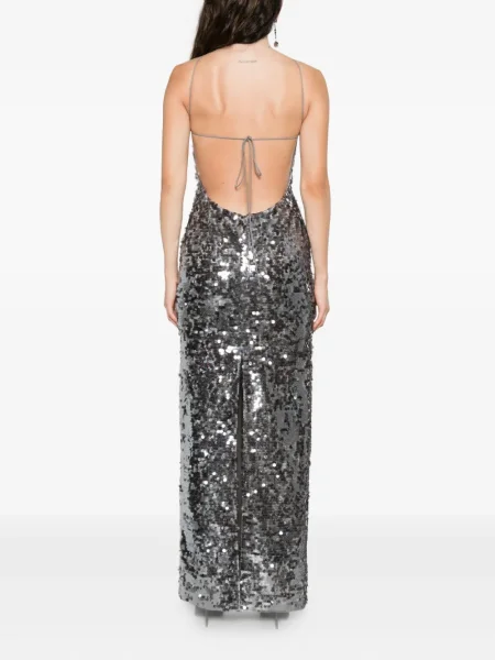 Rochie maxi Magda Butrym cu paiete de costum gri
