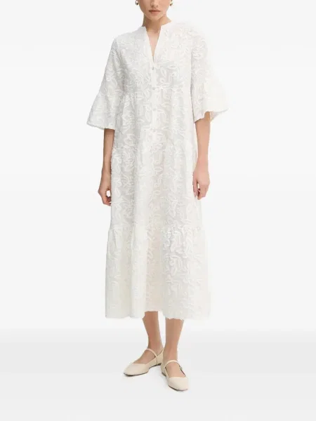 Rochie Marc Aurel cu model floral de costum alb