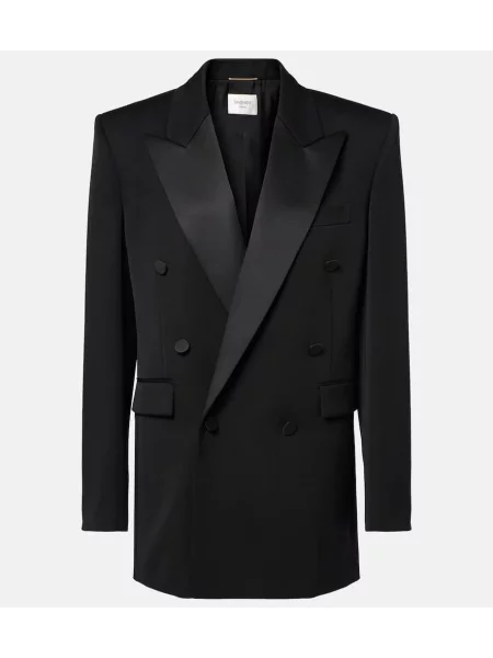 Satynowa kurtka Saint Laurent czarna