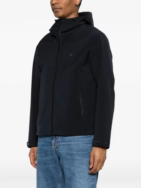 Geacă Emporio Armani cu glugă albastru