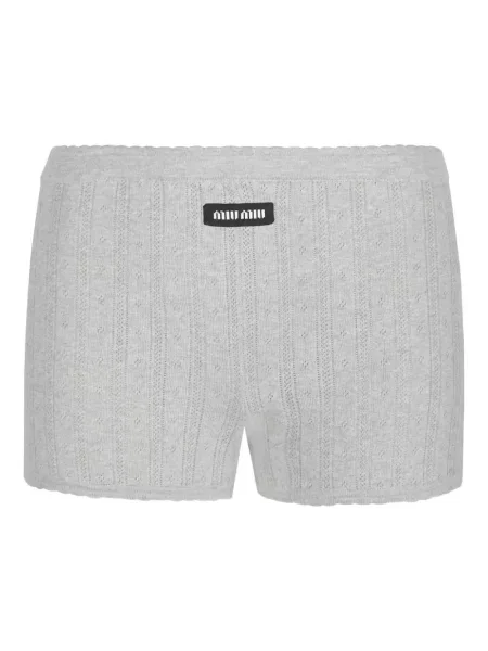 Pantaloni scurți Miu Miu tricotate gri