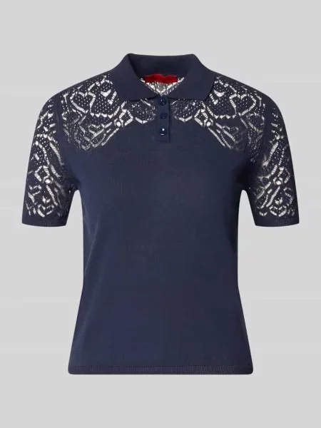 Sweter z dzianiny o kroju slim fit z czystej bawełny model LONZA' Max&co. granatowy