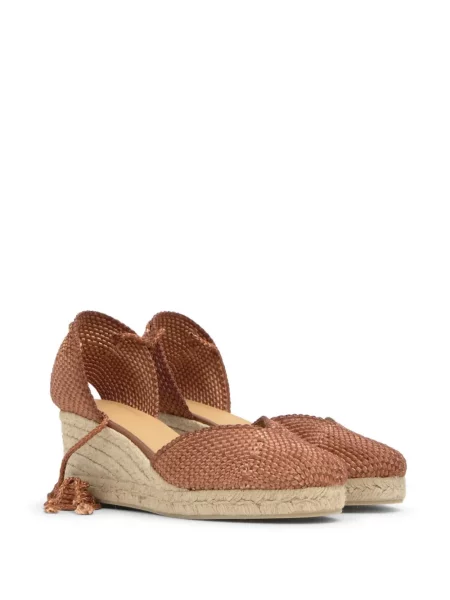 Espadrile Castaner cu pană cu legături maro