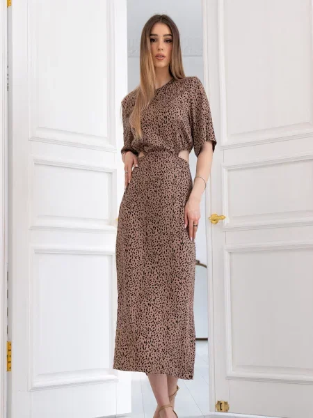 Сукня міді RiMari світло-коричневий віскоза/модал коричнева