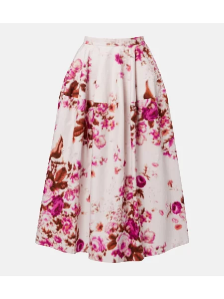 Fustă midi Erdem cu model floral din poplin