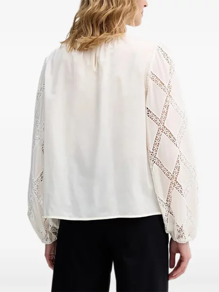 Bluză de dantelă Sisley din dantelă alb