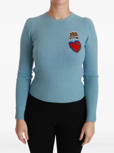 Pulover Dolce & Gabbana cu motiv cu inimi albastru