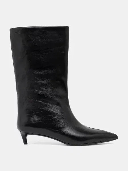 Шкіряні чоботи BOSS Gracey маленький підбор чорний