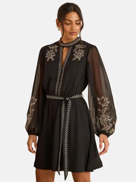 Love & roses Obleka kremna črna