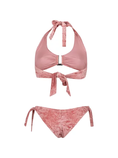 Bikini Paramidonna od samta s halter ovratnikom ružičasta