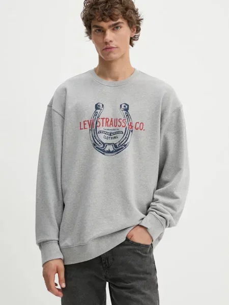 Levi's mikina s bavlnou RELAXD GRAPHIC CREW šedá