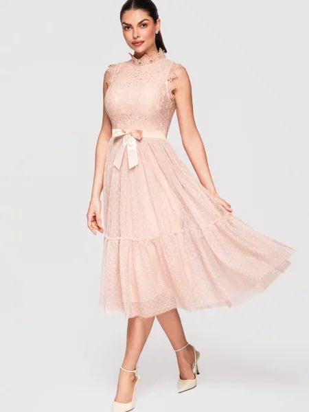 Rochie midi Edoti din dantelă